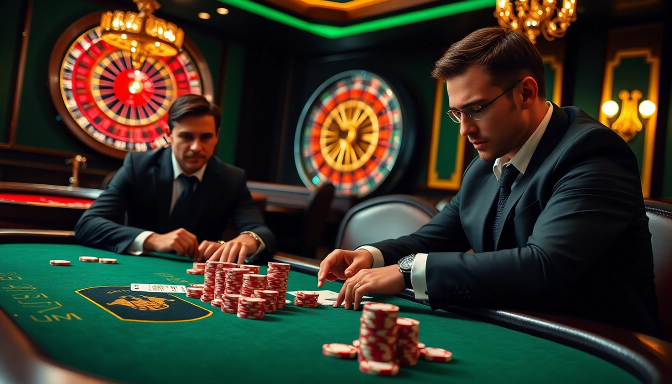 Engage with thrilling poker action at uu88, featuring professional players and vibrant casino elements.