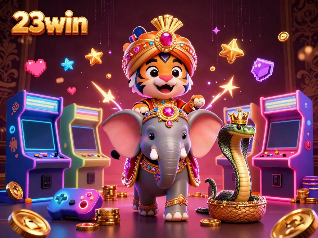 Engage in thrilling gameplay with 23win's vibrant casino scene showcasing diverse gaming elements.