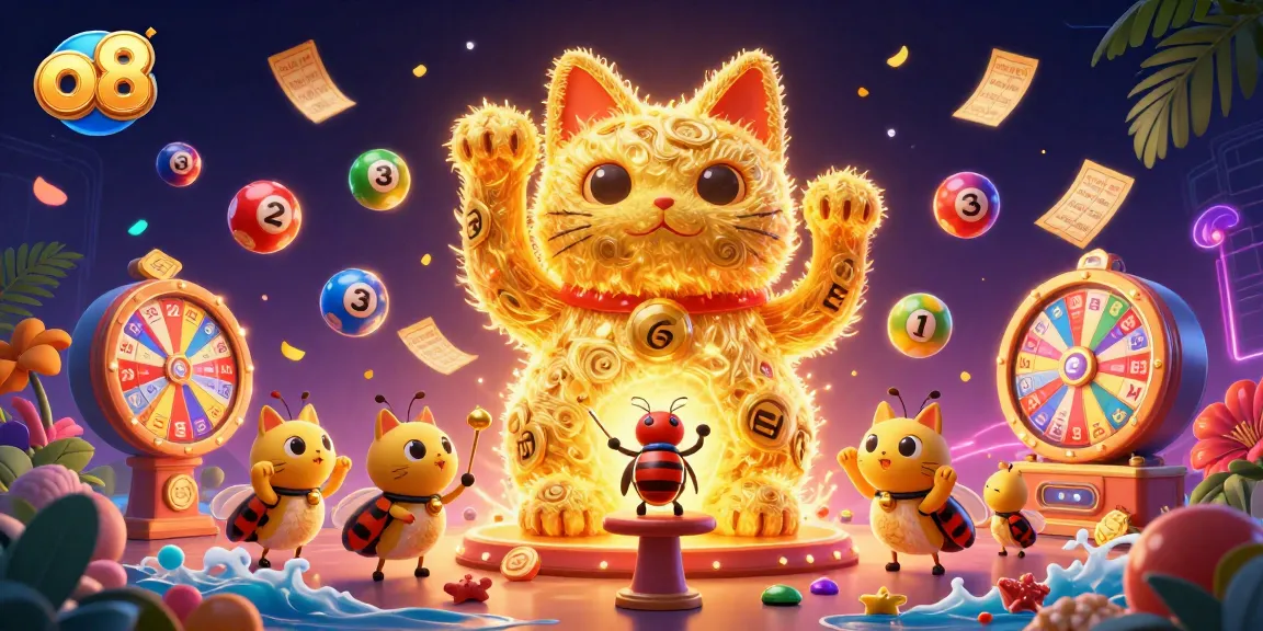 Experience vibrant gameplay with o8’s dynamic lottery scene featuring a lucky cat and exciting elements.