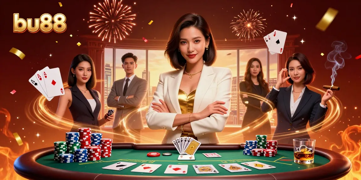 Experience the excitement at bu88 with a glamorous casino scene showcasing elegant poker action.