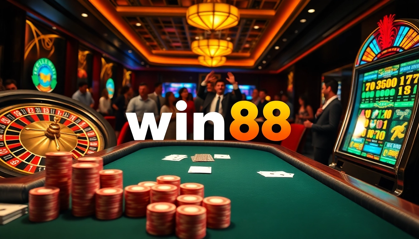 Players enjoying a thrilling win88 casino experience with exciting games and luxury ambiance.