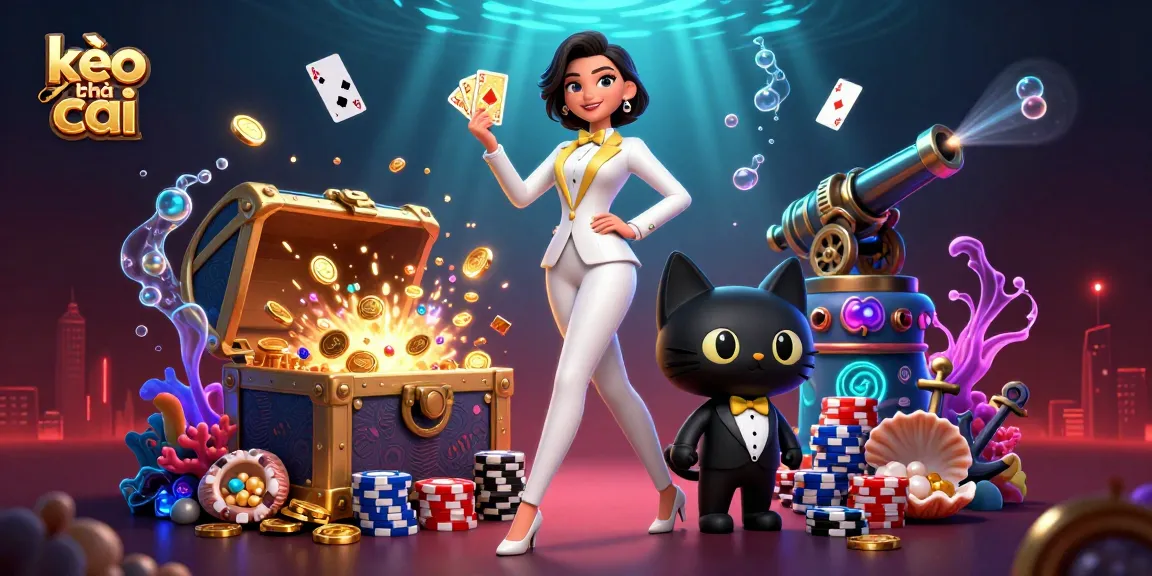 Experience kèo nhà cái with a glamorous woman and black cat at a vibrant casino scene.