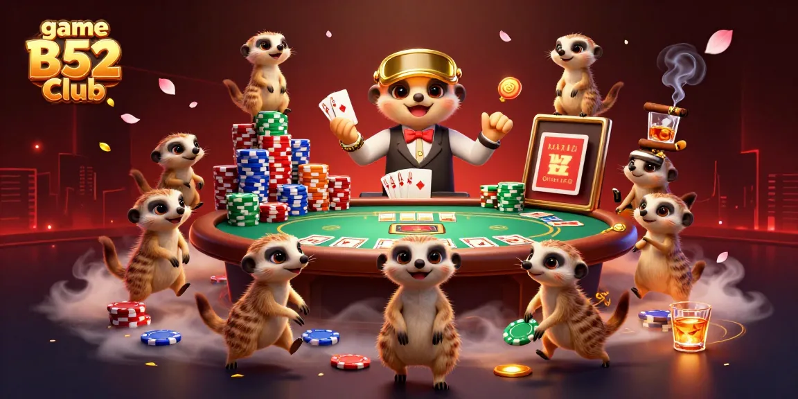 Experience thrilling action at game B52 Club with meerkats hosting an elaborate casino.