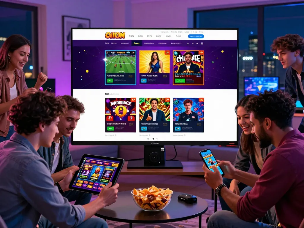 Exciting online gaming scene featuring 8kbet with diverse friends interacting and enjoying sports betting.