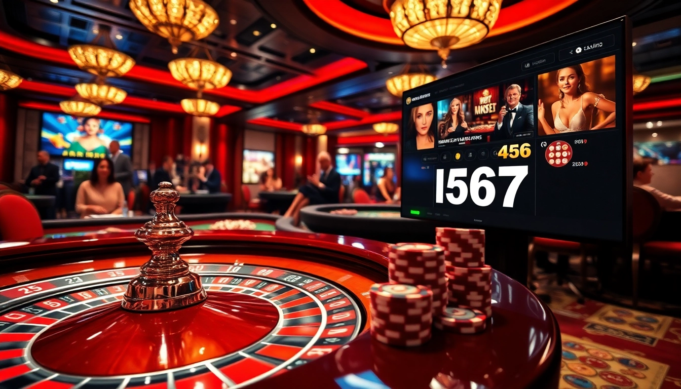Experience the thrill of betting with l567 at a luxurious casino table filled with poker chips and a roulette wheel.