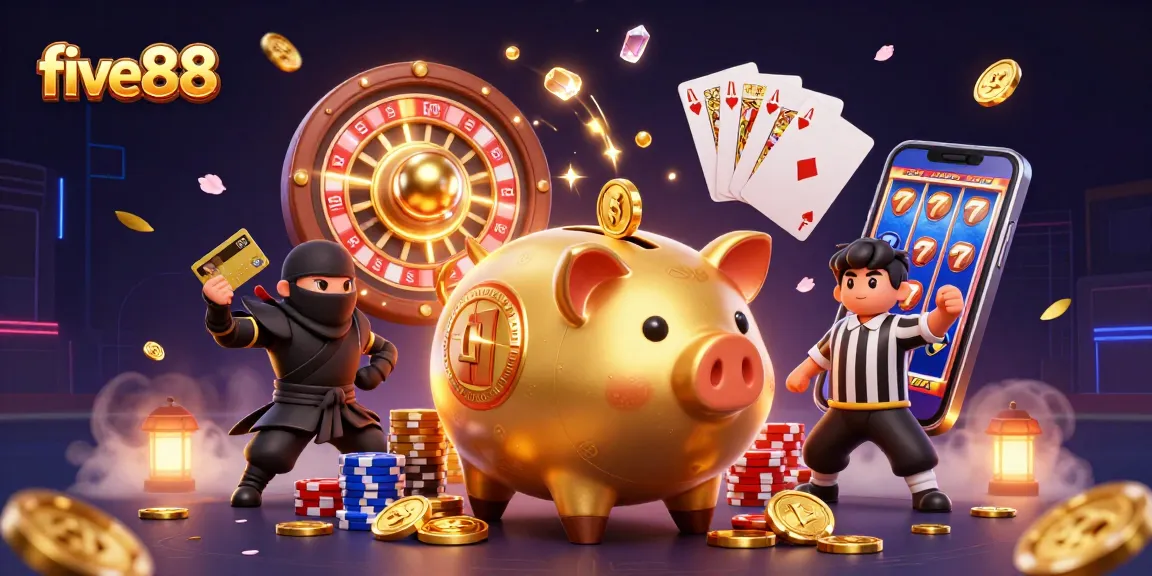 Experience the excitement of five88 casino with a vibrant 3D scene of thrilling characters and dynamic game elements.
