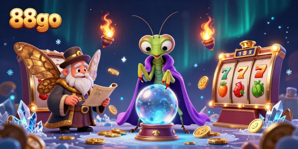 Spin the reels with 88go's vibrant character scene showcasing a unique casino atmosphere.