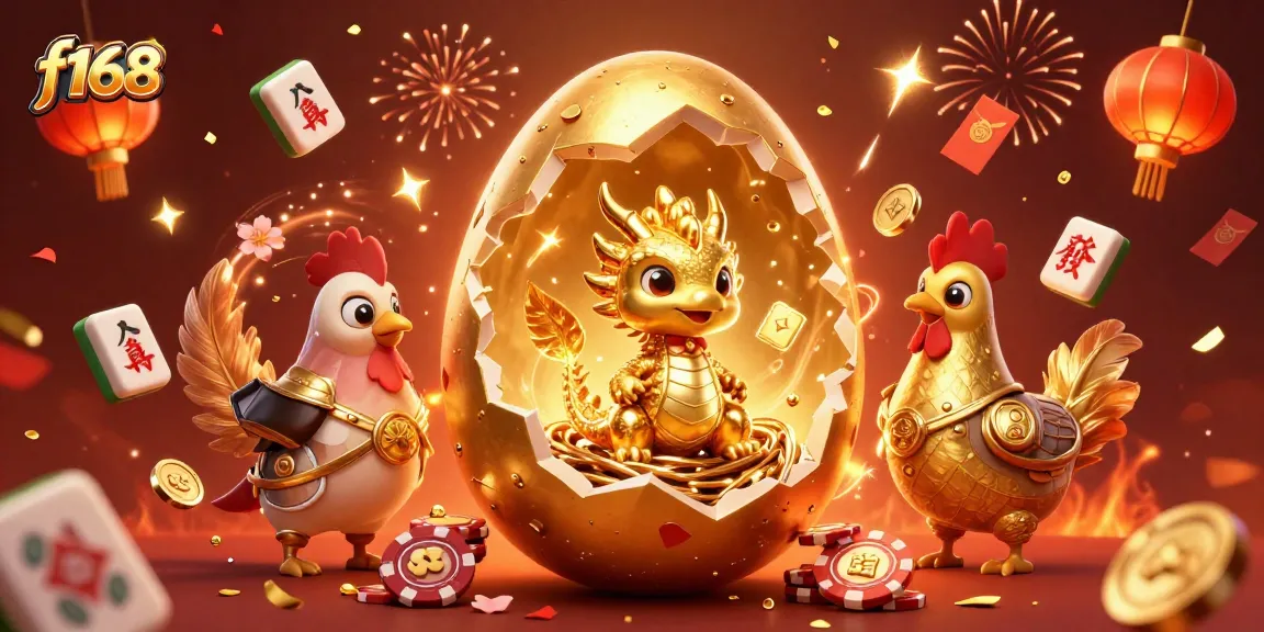 Engage with f168's exciting gaming world through a captivating golden dragon and chips scene.