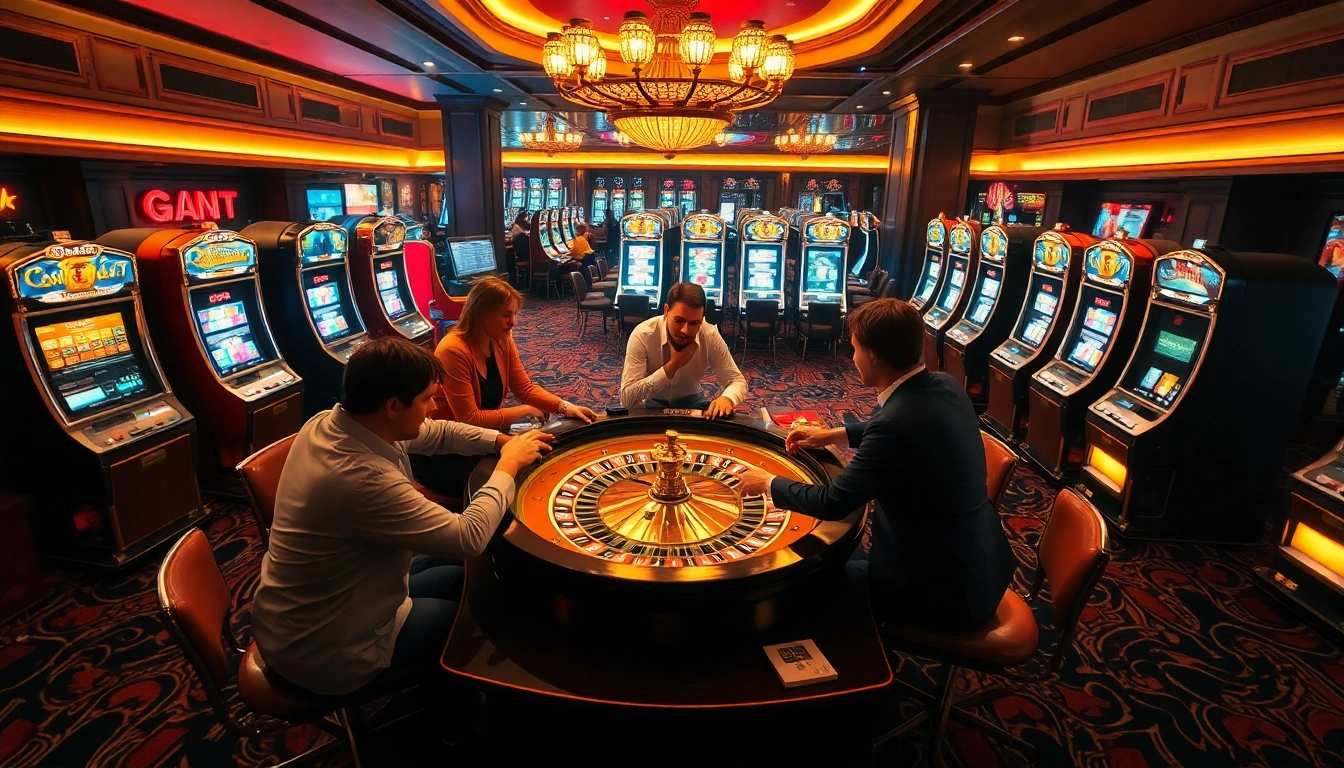 Pari sportif retrait instantané dans un casino animé avec des joueurs concentrés.