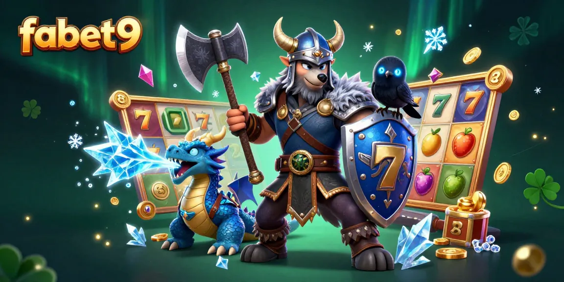 Experience thrilling jackpots in fabet9 with a Viking wolf warrior, dragon, and vibrant gaming motifs.