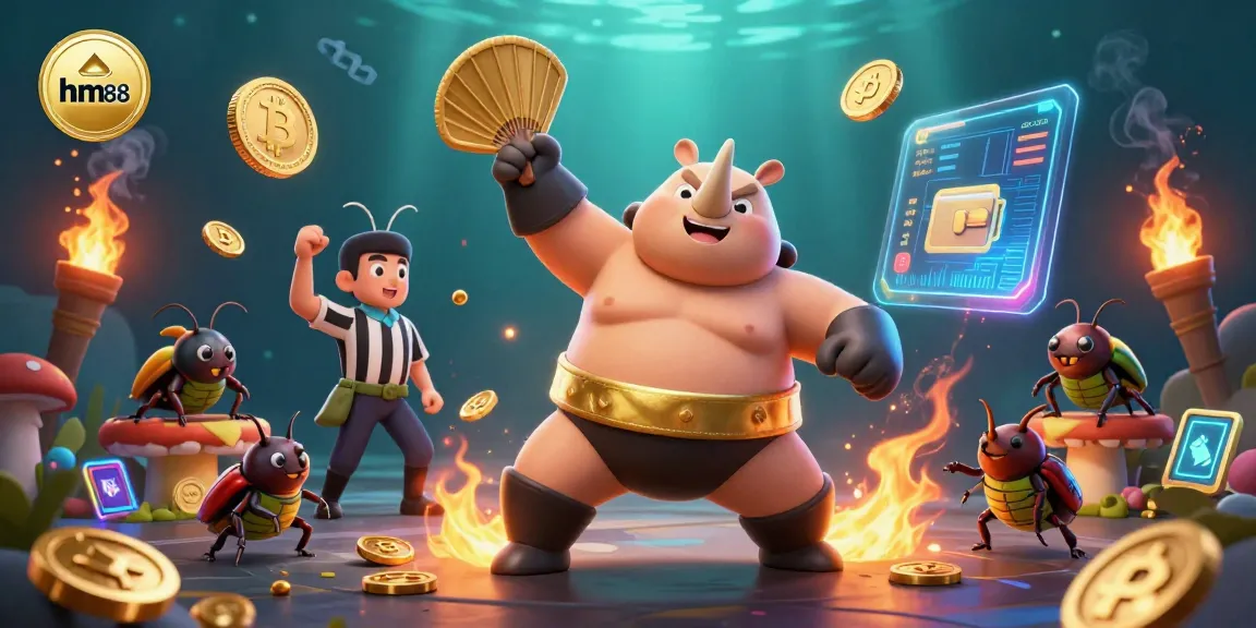 Engage with hm88's exciting gaming scene featuring dynamic crypto elements and vibrant characters.
