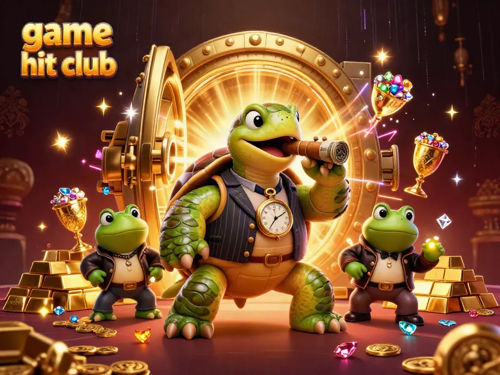 Experience thrilling excitement at game hit club with vibrant casino characters and treasure elements.