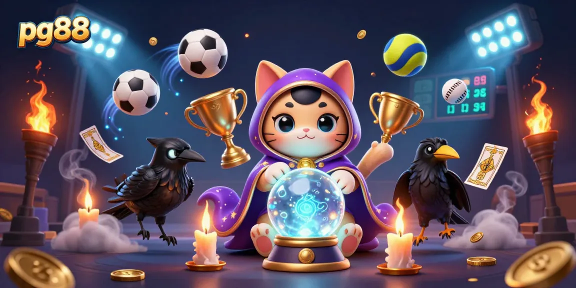 Experience pg88 gaming thrills with a mystic cat and a tarot raven in dynamic casino action.