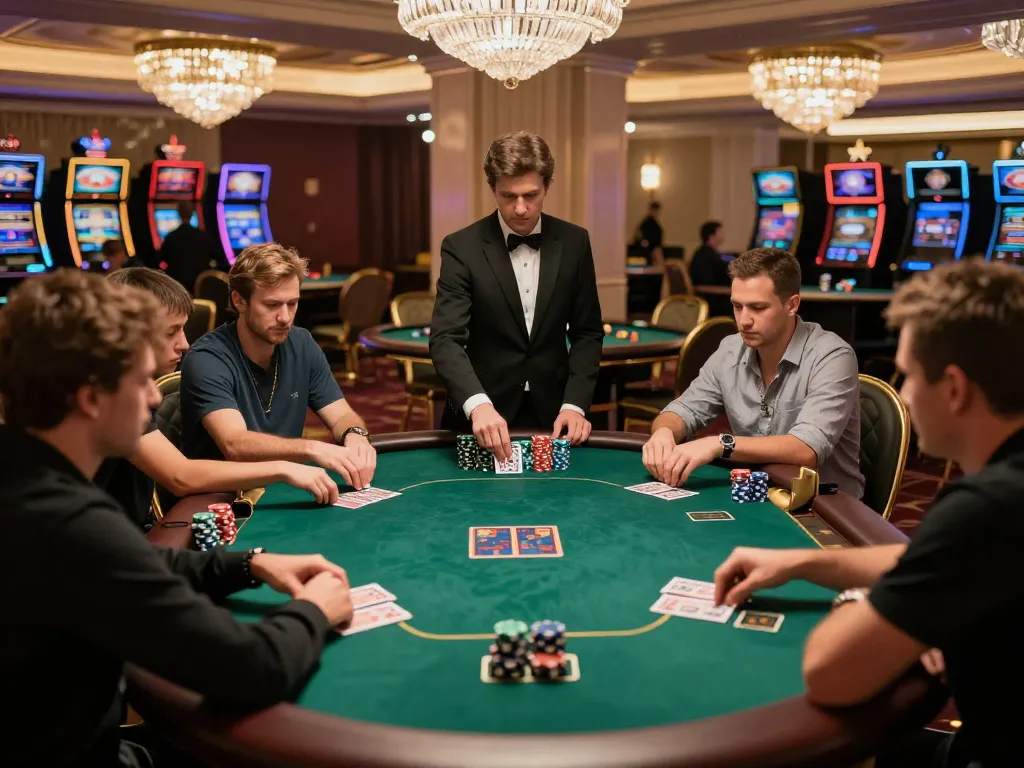 688v players engaging in a high-stakes poker game at a luxurious casino, showcasing strategic gameplay.