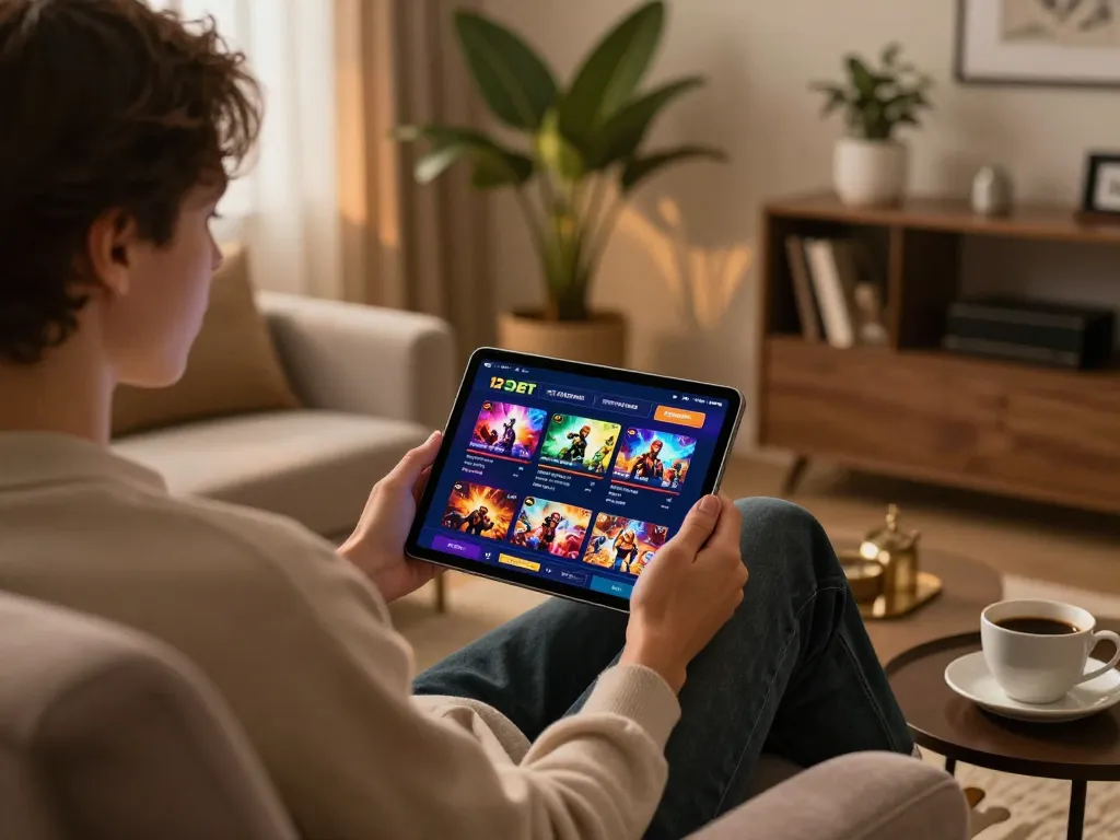 Jogos online envolventes no aplicativo 12bet em um ambiente aconchegante de sala de estar.