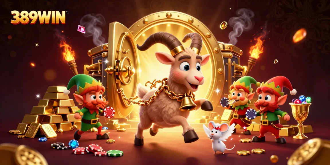 Experience thrilling gameplay at 389WIN, where cartoon characters run an exciting casino adventure filled with treasure and fun.