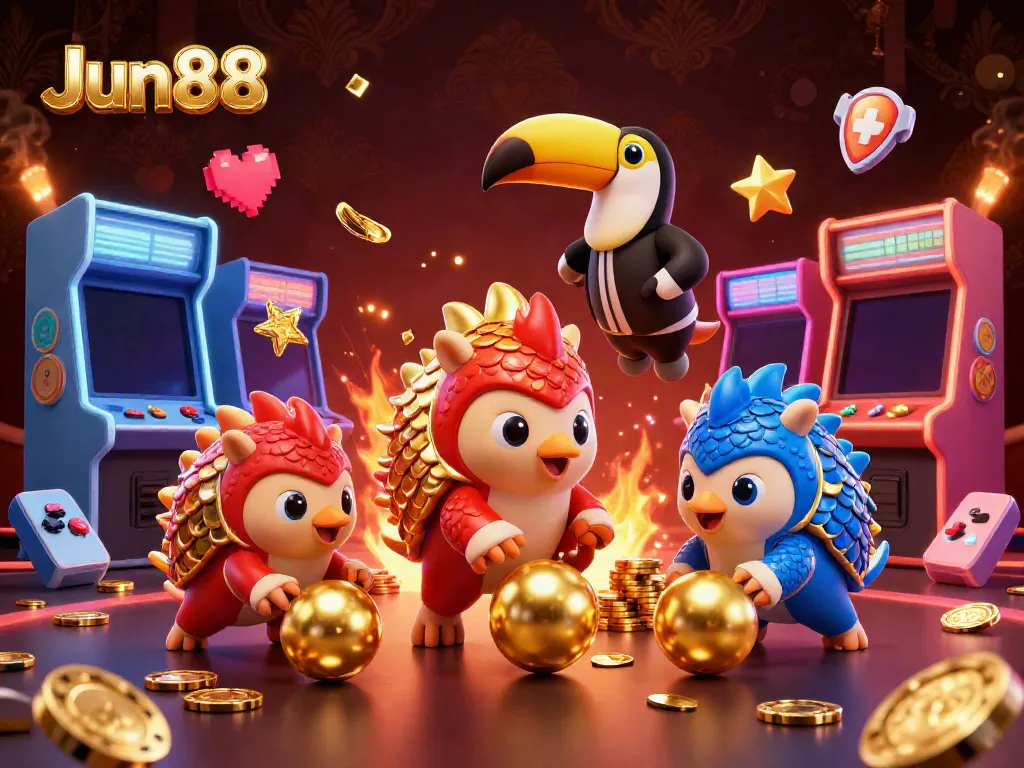 Experience exciting gameplay at Jun88 with our animated pangolin champions and classic casino elements.
