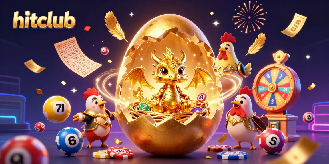 Experience the excitement at hitclub with golden winnings and vibrant lottery games in this dynamic casino scene.