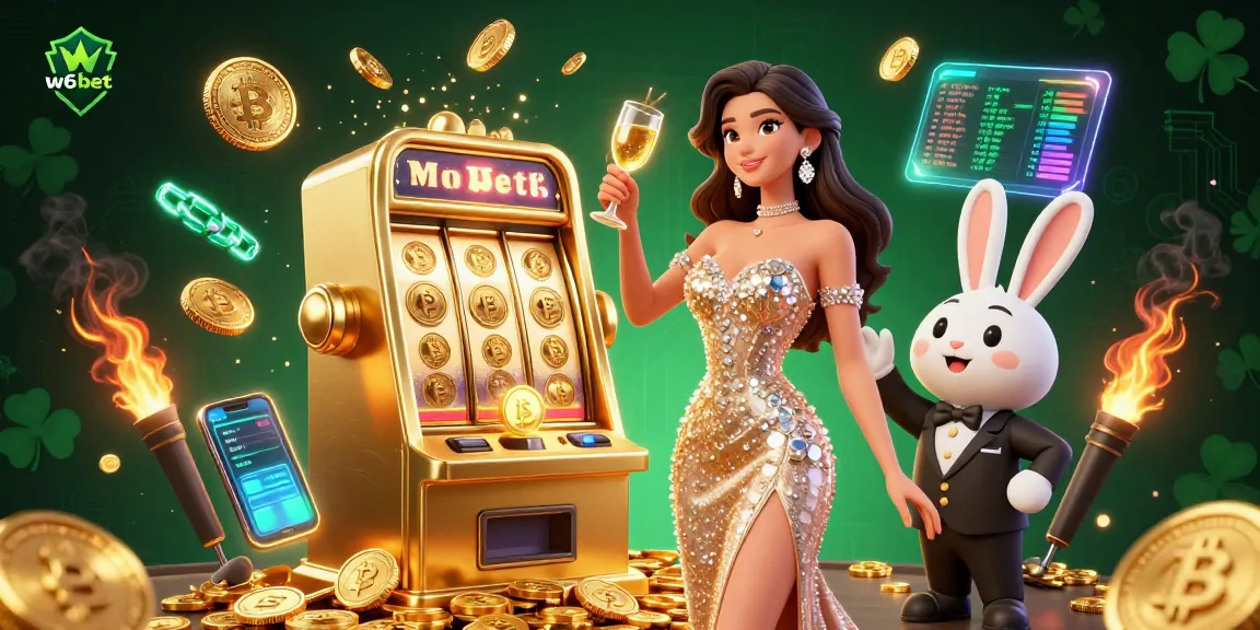 Experimente vitórias emocionantes no w6bet com uma impressionante cena de casino mostrando jackpots e elementos de cripto.