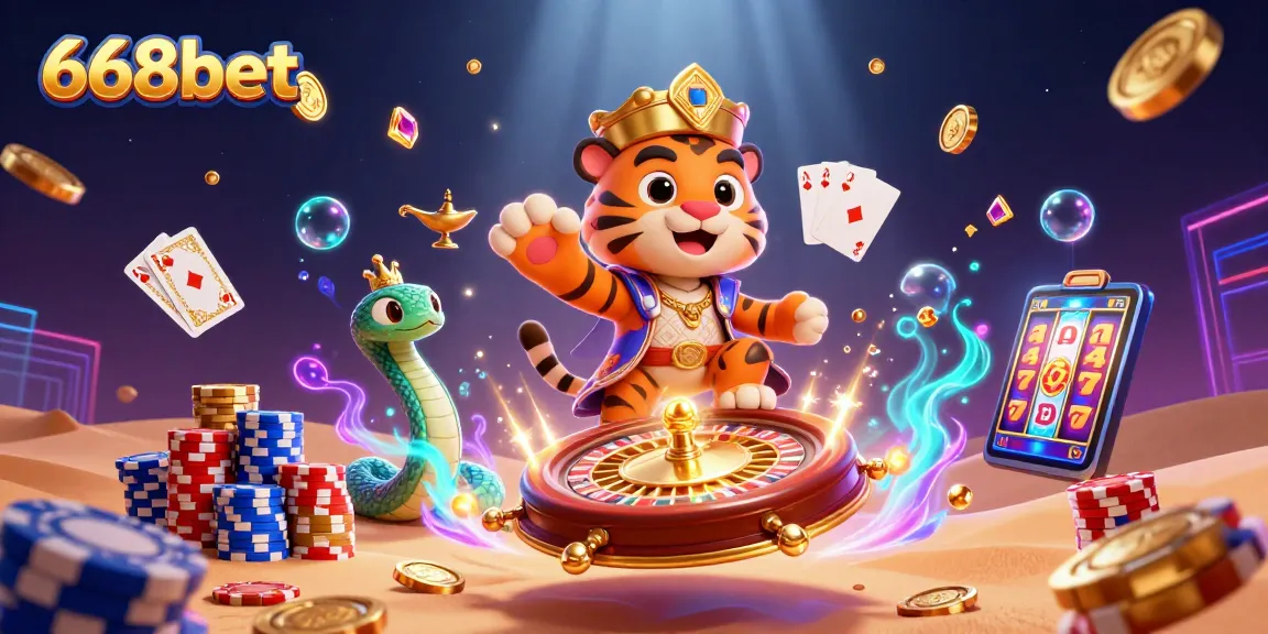 Experience thrilling casino action with 668bet, featuring a magical sultan and winning game elements.
