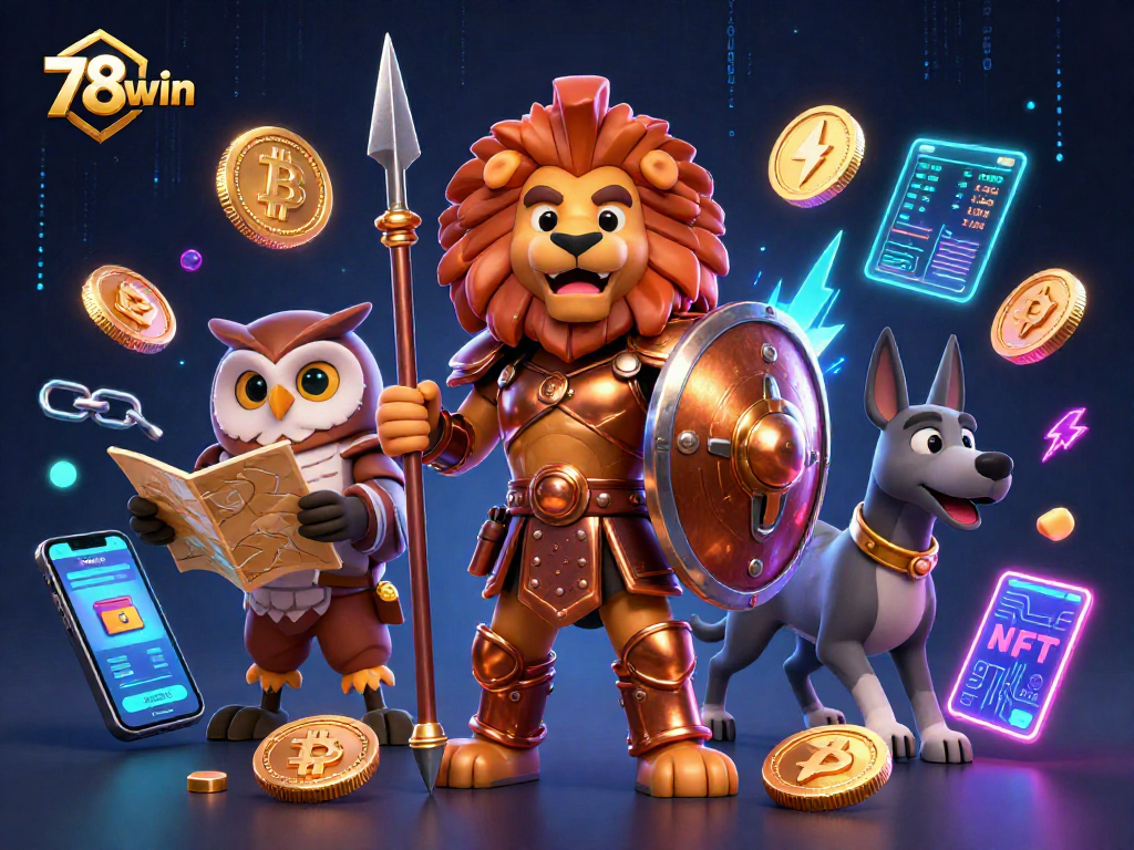 Play and win big with 78win, featuring vibrant casino elements and engaging characters.
