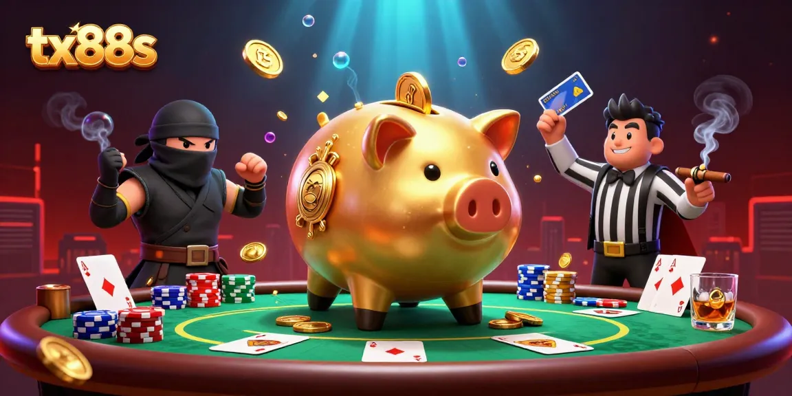 tx88s showcases an energetic gaming scene with whimsical characters engaging in poker action.