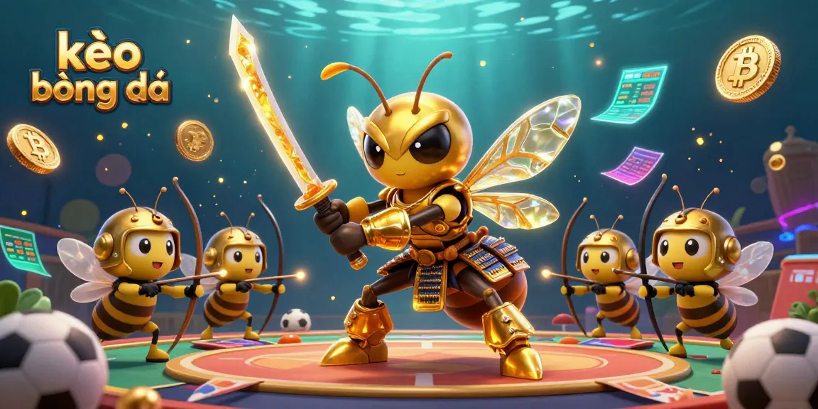 Engage in thrilling kèo bóng đá action with animated sports and betting elements surrounded by vibrant characters.