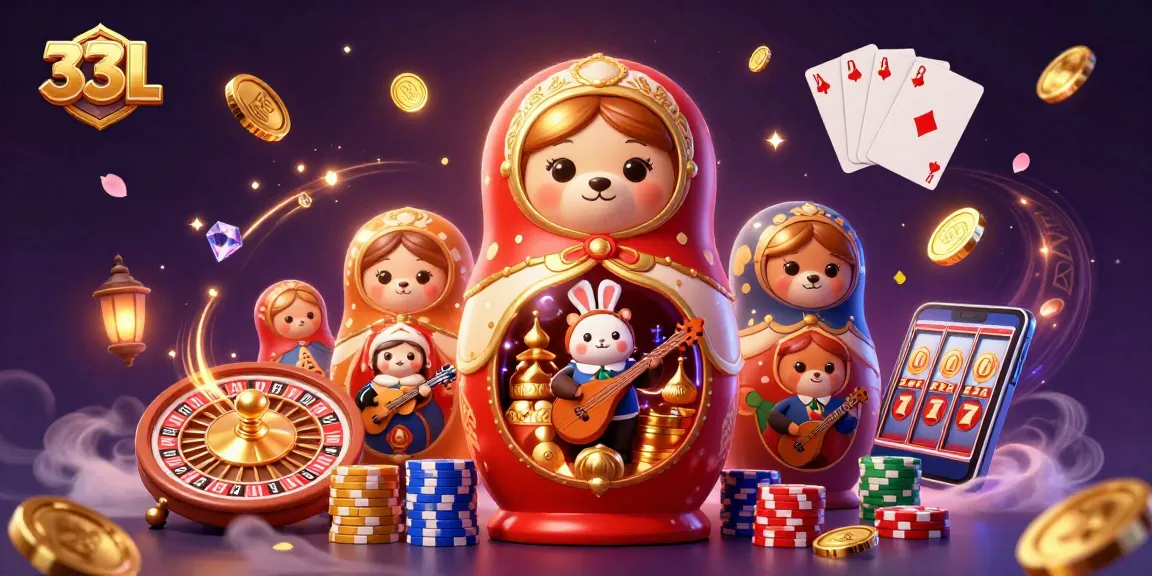 Engage with thrilling casino gameplay featuring 33L and dynamic gaming elements in a vibrant 3D illustration.