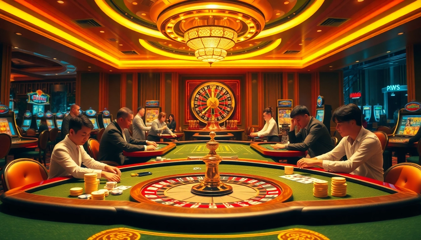 Experience vivid excitement at KEONHACAI's luxurious casino, featuring lively betting tables and dynamic players.