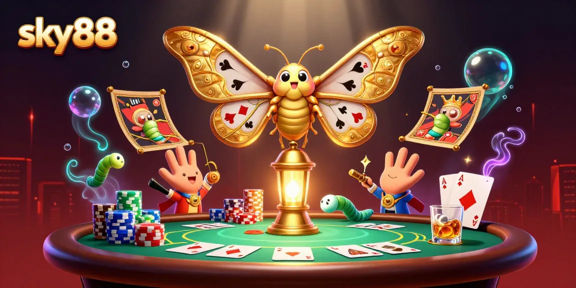 Engage with sky88 at an extravagant casino scene featuring vibrant games and golden elements.