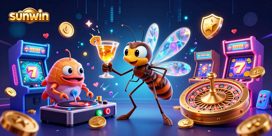 Engage with sunwin's vibrant casino experience featuring animated characters and dynamic slot symbols.
