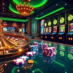Players excitedly engage in gaming actions at https://f8bet.dental, featuring casino tables and slots.