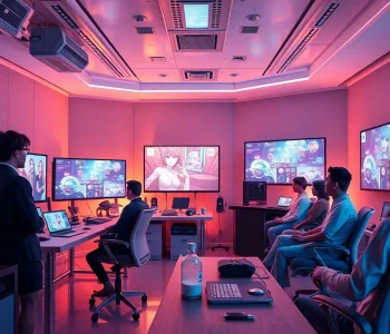 Explore AI porn creation in a modern studio setting with diverse professionals.