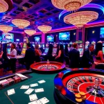 Exciting gaming scene at Hi88 featuring poker, roulette, and vibrant slot machines.