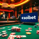 Experience the thrill of เว็บ soibet with a vibrant casino scene featuring roulette and poker action.