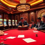 Engage in thrilling poker at MM88's luxurious casino, showcasing intense gameplay.