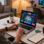 C168 online casino gaming at home with strategic planning and cozy atmosphere