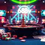 Experience the thrill of 688v casino with vibrant roulette, poker, and slot machines in a luxurious gaming atmosphere.
