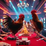 Engaging scene of đá gà trực tiếp 67 capturing the energy of live betting and action in a casino atmosphere.