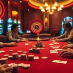 Jogadores em uma mesa de pôquer vivenciando a emoção de vencer no cassino 78BR.