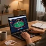 Engaging gameplay on 40WIN platform showcased on a stylish laptop at home, emphasizing online casino experience.