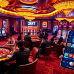 Players enjoying the thrilling casino experience at 288T with poker tables and slot machines.