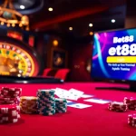 Bet88 đăng nhập interface displayed on a luxurious casino table with cards and chips.