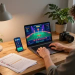 Engaged player enjoying live dealer casino games on 399w, showcasing an immersive online gambling experience.