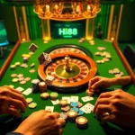 Players enjoying a thrilling poker game at Hi88 casino, showcasing engaging gameplay and vibrant betting elements.