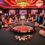 Experience the excitement of NK88 with vibrant casino tables and engaging players in action.