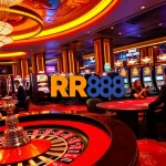 Players enjoying vibrant casino games at RR88, featuring roulette and slot machines.