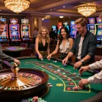 Players engaging at the roulette table in a bustling casino, showcasing the excitement of 27G gameplay.