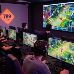 Players engaged in intense gaming session featuring the 789 club brand in a vibrant virtual setting.
