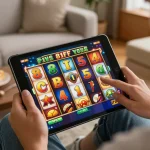 Players enjoying the thrill of the 81FF slot machine on a tablet, highlighting engaging gameplay.